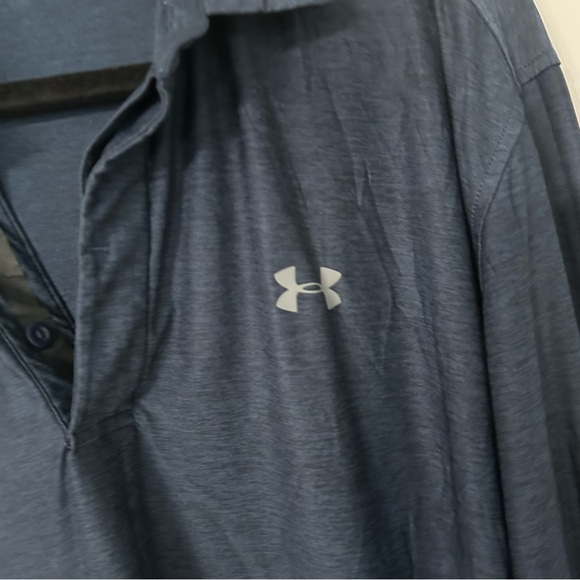 Under Armour Men’s Navy Blue  Long Sleeve 1/4 Button Up Collard Shirt Sz XL GUC - Picture 3 of 9